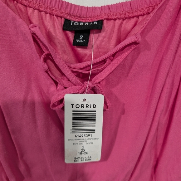 NWT Torrid Gin Fizz Babydoll Challis Lace Up Hi Low Top in Size 2 (18/20) - Picture 3 of 10